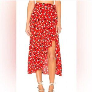 NWT Faithfull the Brand Celeste Adjustable Waist Wrap Skirt Red Floral - L (8)